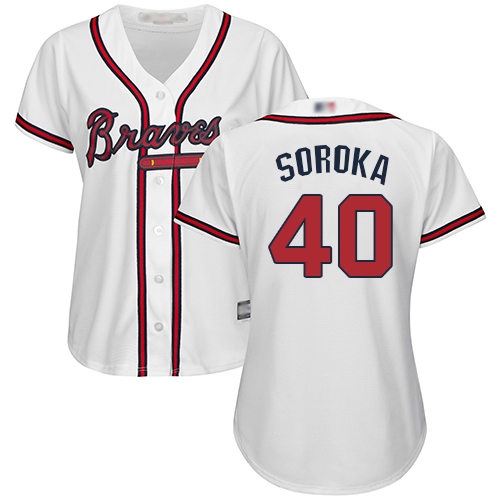 Braves #40 Mike Soroka White Home Women's Stitched MLB Jersey